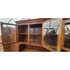Image 5 : Teak Wood Buffet Hutch with Glass-Panel Doors and Open Storage