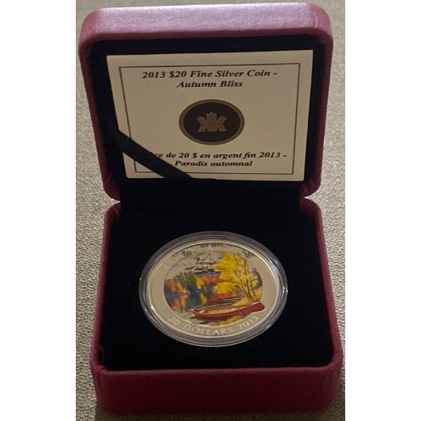 2013 $20 Autumn Bliss Fine Silver Coin 31.39 Grams