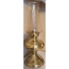 Image 2 : 2 Hurricane Style Brass Lamps w/ Royal Winton Decorative Floral Plate 