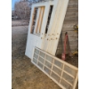 Image 1 : Multi Pane Wood Window Sash w/ Vintage Exterior Doors Metal Panels & Assorted Pex Pipes