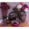 Image 1 : Decorative Vase, Basket, Mirror, Bowl with Grapes, and Candleholder Ensemble