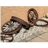 Image 2 : Collection of Antique Tractor Wheels all Cast Iron also includes pulleys and cast-iron base