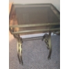 Image 2 : Metal and Glass Nesting Side Tables (See All Photos) Med: 14.5 W, 12 D, 20 T, Lamp and Candy Jar 
