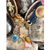Image 4 : Collection of vintage items, featuring 2 large round dome glass frames, sewing gadgets ceramic horse