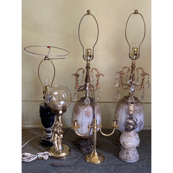 Collection of Decorative Lamps and Candelabra