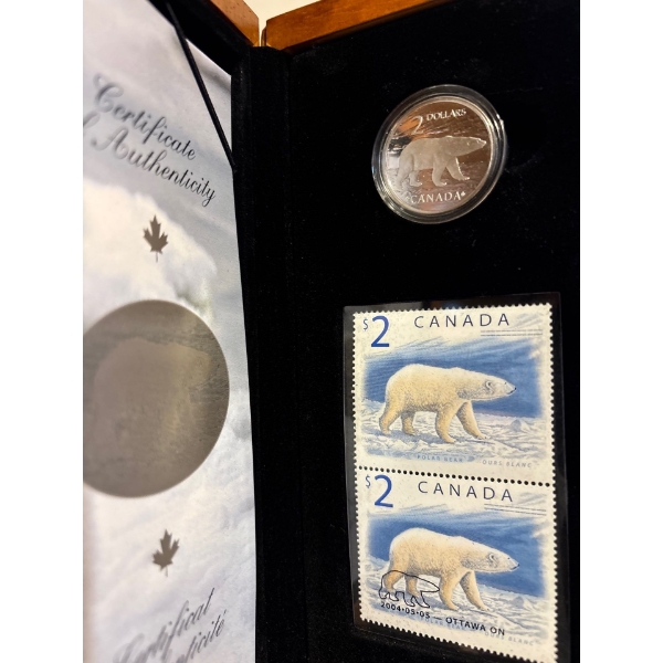 2004 $2 Proud Polar Bear - Sterling Silver Coin and Stamp Set