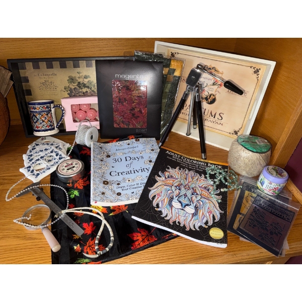 Adult Coloring Book 30 Days Of Creativity Tripod Trays Silk Scarves Candles & More