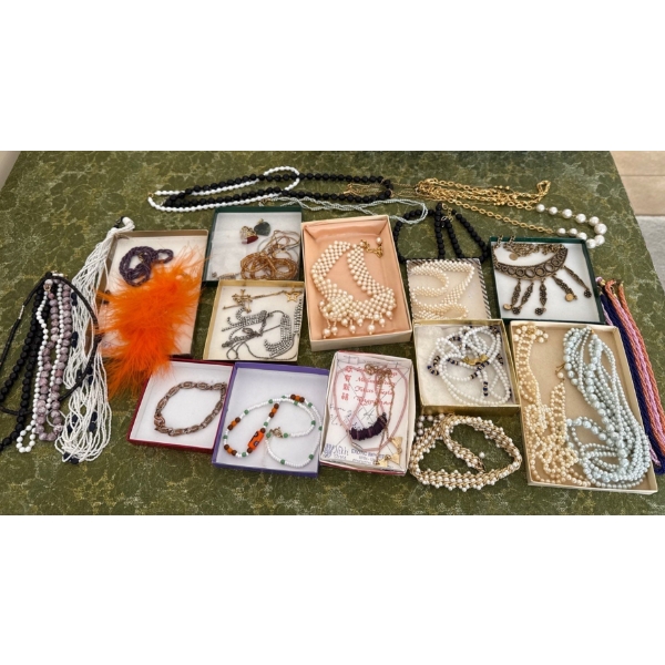 Costume Jewelry Collection #2 - Necklaces, Beading, Copper Bracelet, Faux Pearls 