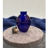 Image 3 :  Hand Painted Blue Glass Snuff Bottle with Spoon  3H 