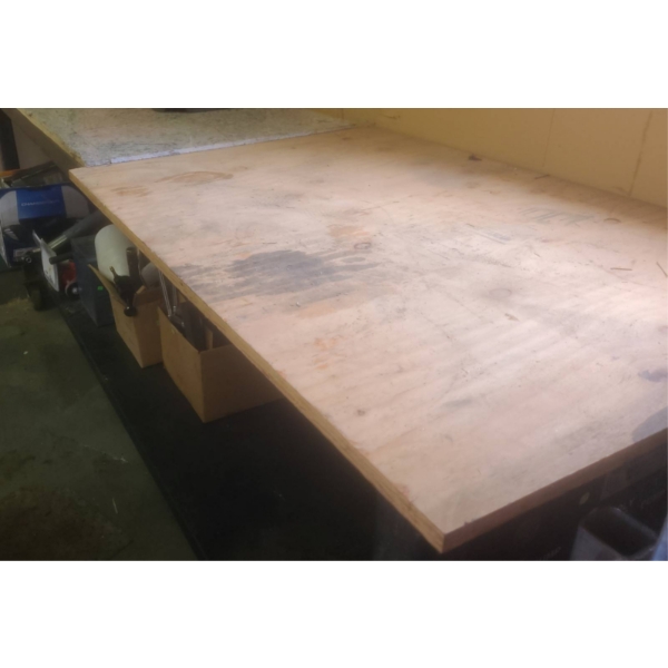 Heavy Steel Shop Bench with Granite and Wood Top