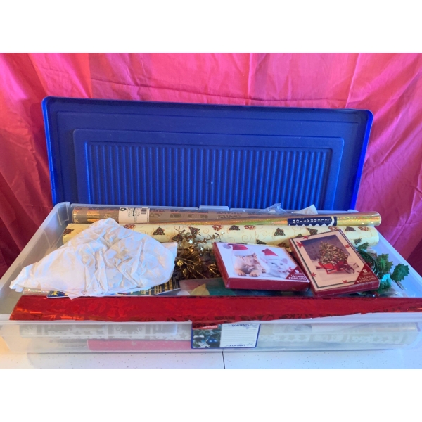 Rubbermaid Full of Christmas Supplies, wrapping paper, cards, gift bags and more