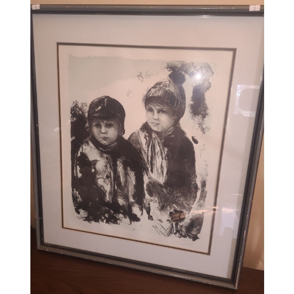 Numbered Print 111 of Children- Artist Joan Purcell, 25.5 X 29 Framed Under Glass