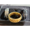 Image 2 : Zhowe Gold-Tone Quartz Wristwatch with Chain-Link Pattern and Set of Three Mens Rings