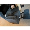 Image 3 : Blue La-Z-Boy recliner with wood swivel and a black sheepskin throw retail $124 for the sheepskin th