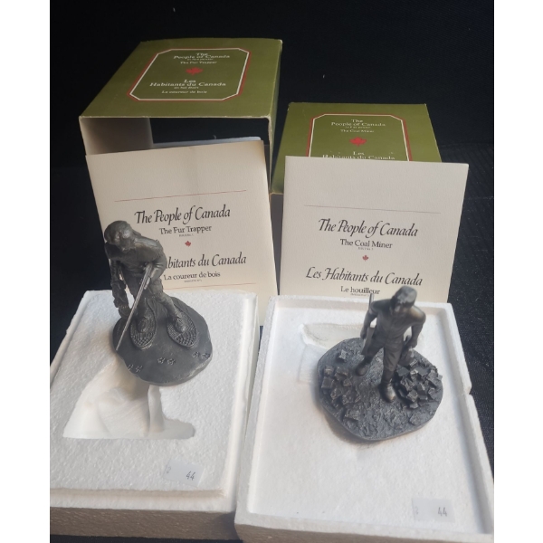 The People of Canada Pewter Figurines, Franklin Mint: The Fur Trapper and The Coal Miner