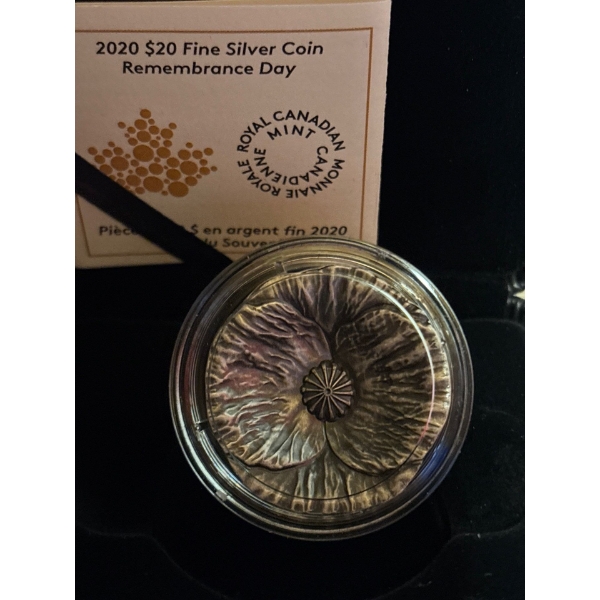 2020 $20 Remembrance Day - Pure Silver Coin