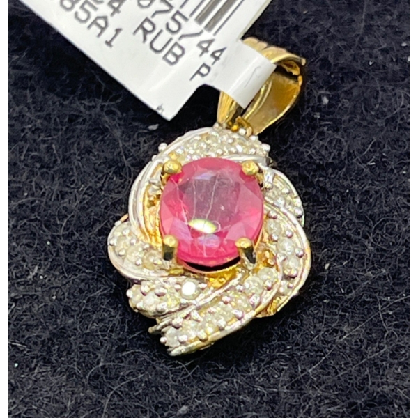 10K Gold, Ruby, and Diamond Pendant (total weight 5.1g)