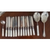 Image 1 : Antique Stamped Sterling Butter Knives w/ Mother Of Pearl Handle & Assorted EP Serving Spoons