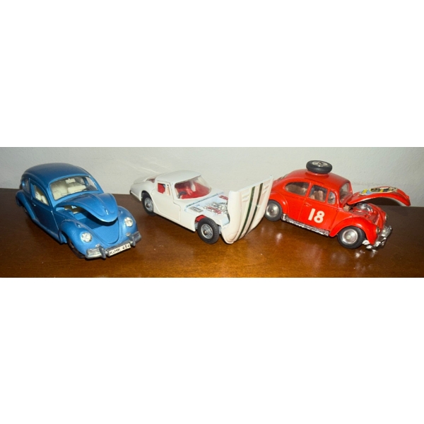 Corgi Toys 324 Marcos 1800 Gt w/ Volvo Engine - 256 VW 1200 Saloon & Dinky Toys VW Beetle Delux