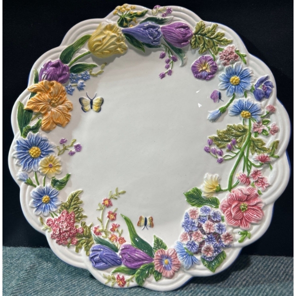 Bella Casa By Ganz Flower and Butterfly Decorative Plate (11.5") 