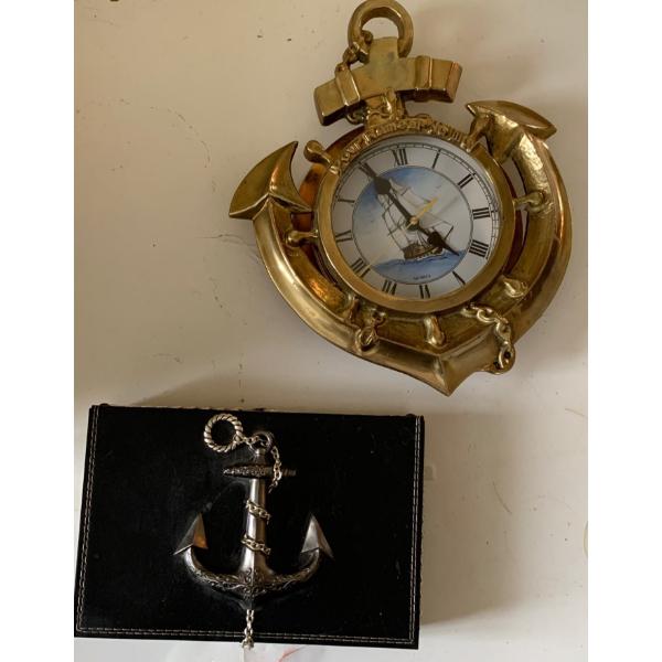 Solid Brass Nautical Themed Clock w/ Jewellery Chest