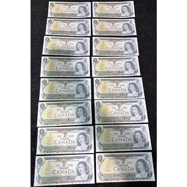 Canadian $1 Bills Consecutive Serial Numbers