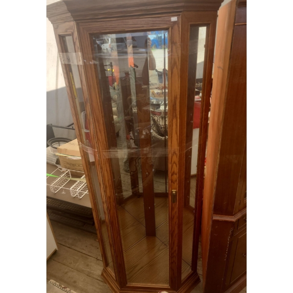 Wooden Curio Cabinet w/ Glass Shelves & Doors