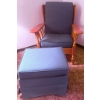 Image 1 : Vilas Maple Wood-Framed Glider Rocker and Ottoman with Blue Upholstery