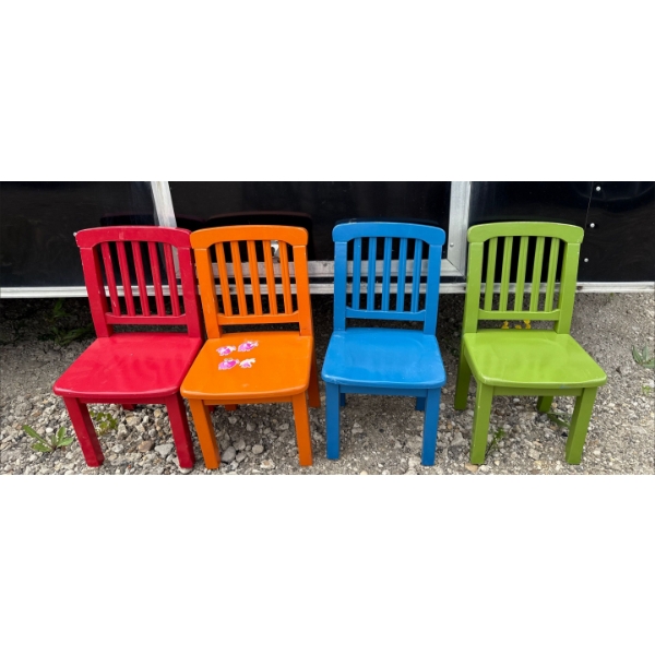 4 Child Size Coloured Chairs 