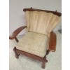 Image 1 : Vintage wooden chair with beige cushion (small stain) - 20W, 24D, 33T
