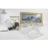Image 5 : various pieces of pressed or cut glassware, including bowls, trays, drinking glasses, a decanter,  