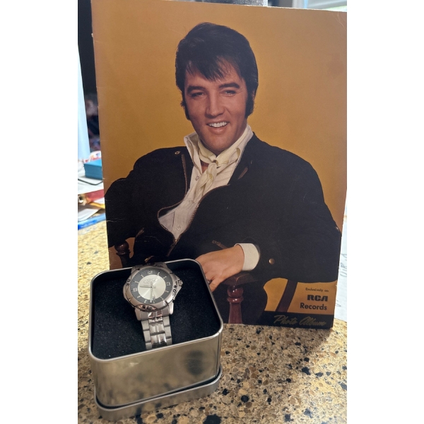Signed Elvis Prestley RCA Records Photo Album w/ Ford Time Piece