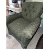 Image 3 : Green Upholstered Armchair with Tufted Back