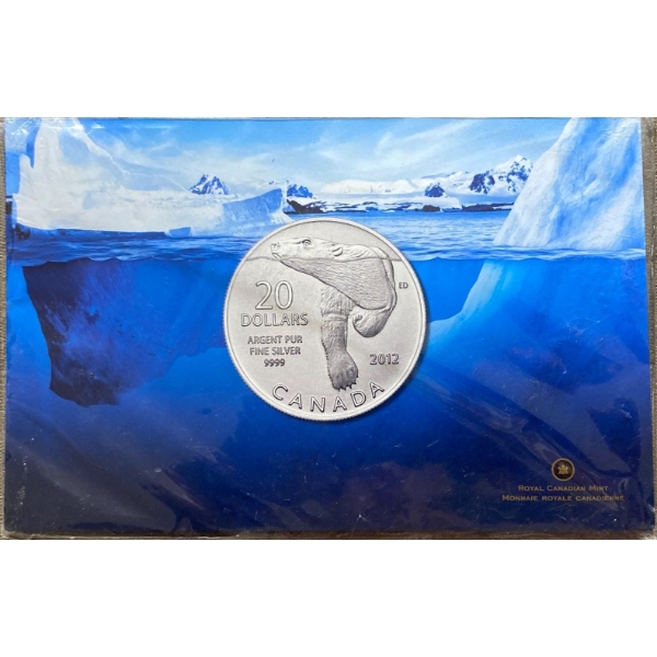 2012 Canadian $20 Polar Bear Fine Silver Coin 7.96 Grams