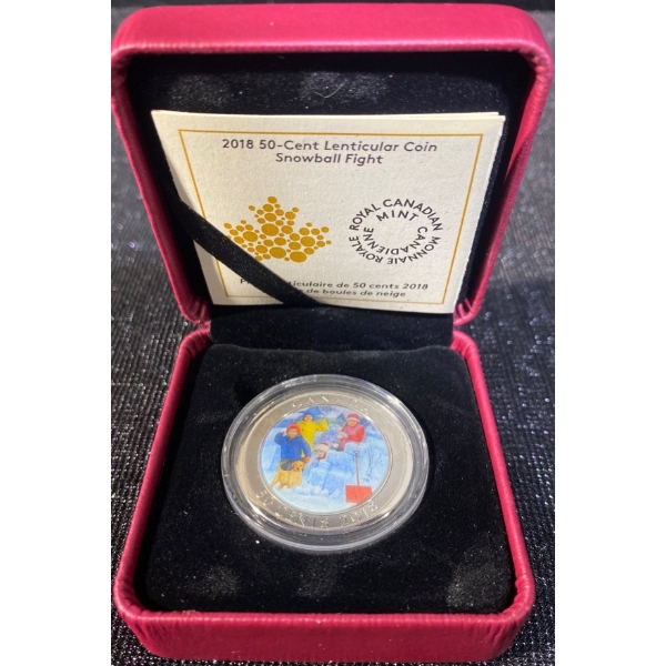 2018 50 Cent Lenticular Coin-Snowball Fight