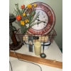 Image 4 : Decorative Red Finials, Wall Clock, Wire Basket, and Miscellaneous Decor