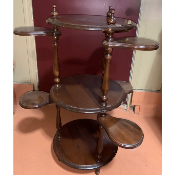 Wooden 3 Shelf Plant Stand with Moveable Arms 37 T, 17 Diameter 