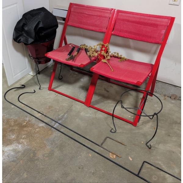 2 Folding Rattan Patio Chairs Plant Stands Hanging Plant Hooks BBQ Tools & Cover 