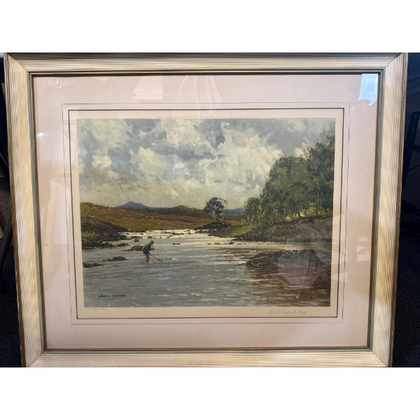 Norman Wilkinson - Antique Trout Fishing On The Garry English Print 24 x 19 - 33 x 27 With Frame