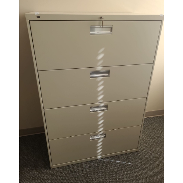 Metal 4 Drawer Locking File Cabinet, Keys Included 36 W, 19 D, 53 T 