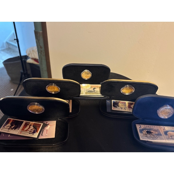 Collection of 5 Coin and Stamps Sets All Retail $17,99 each