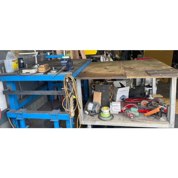 Shop Workbenches With Tool Shop Drill Press and Vise