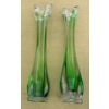 Image 1 : Vintage Green Swung Glass Vases (2) 