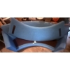 Image 8 : Curved Blue Upholstered Sofa with Tapered Wooden Legs
