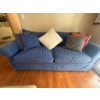 Image 1 : Blue Upholstered Sofa with Pillows, Purchased from Mackellrans