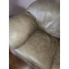 Image 2 : 3 Seat Neutral Leather Couch 87 W, 31 D, 35 T