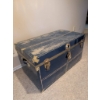 Image 3 : Blue Metal Trunk with Brass Hardware and Interior Compartment