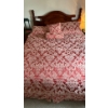 Image 1 : Queen Bed w/ Organic Cotton Mattress, Box Spring, Frame, Wood Headboard, and Quilts 