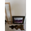 Image 1 : Wooden Wall Shelf, Framed Mountain Photo, Golden Frame (34T)
