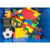 Image 3 : Vintage Painted Toy Box 24 W, 17 D, 15 T, Wooden Auto Station, Building Blocks and Assorted Toys 